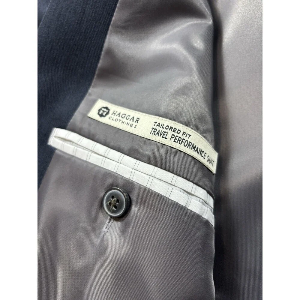 NWT Haggar Mens Performance Tailored Fit Suit Coat Blazer Blue Jacket 42 Regular